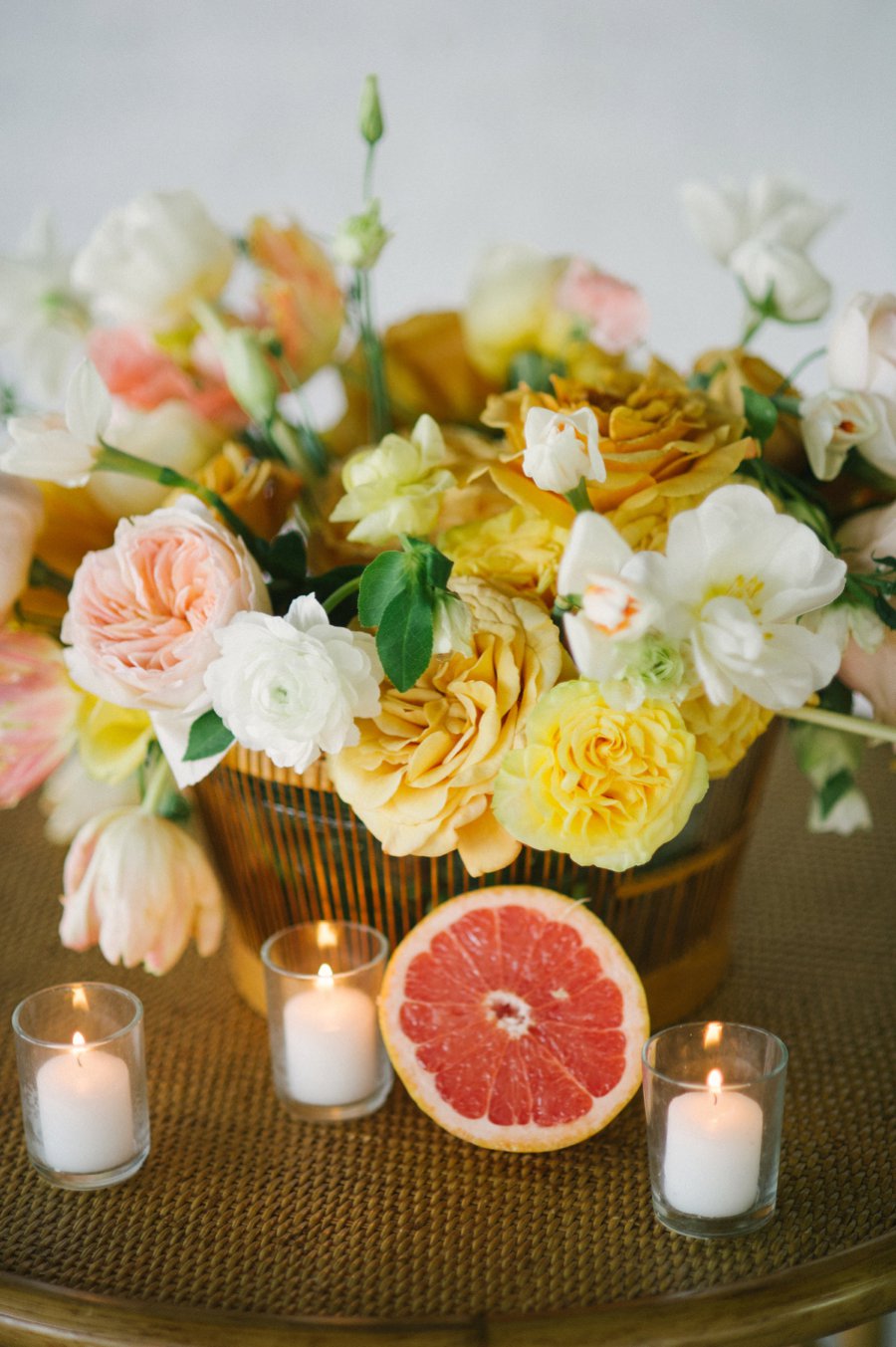 Romantic Peach & Yellow Industrial Wedding Ideas via TheELD.com