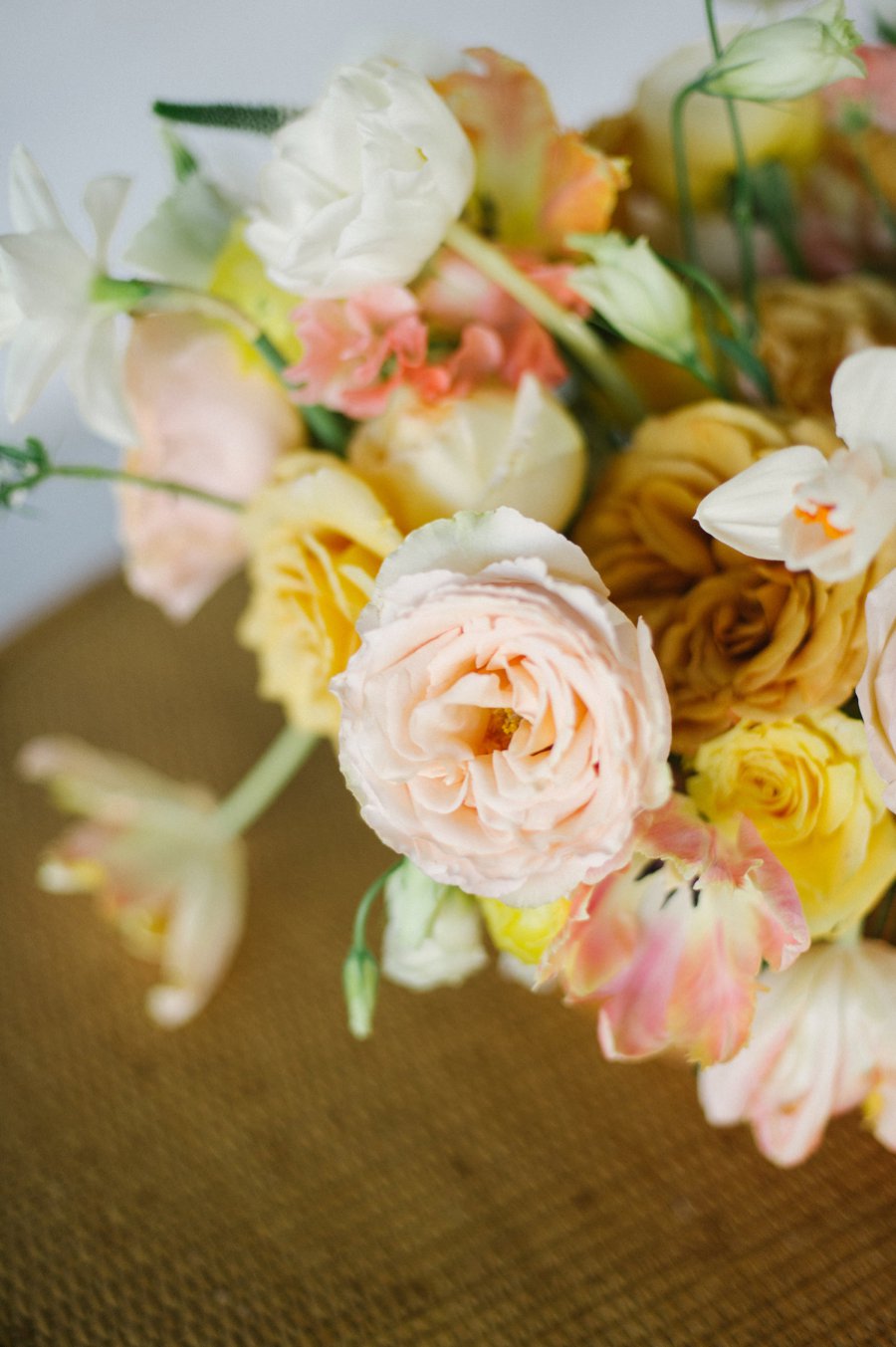 Romantic Peach & Yellow Industrial Wedding Ideas via TheELD.com