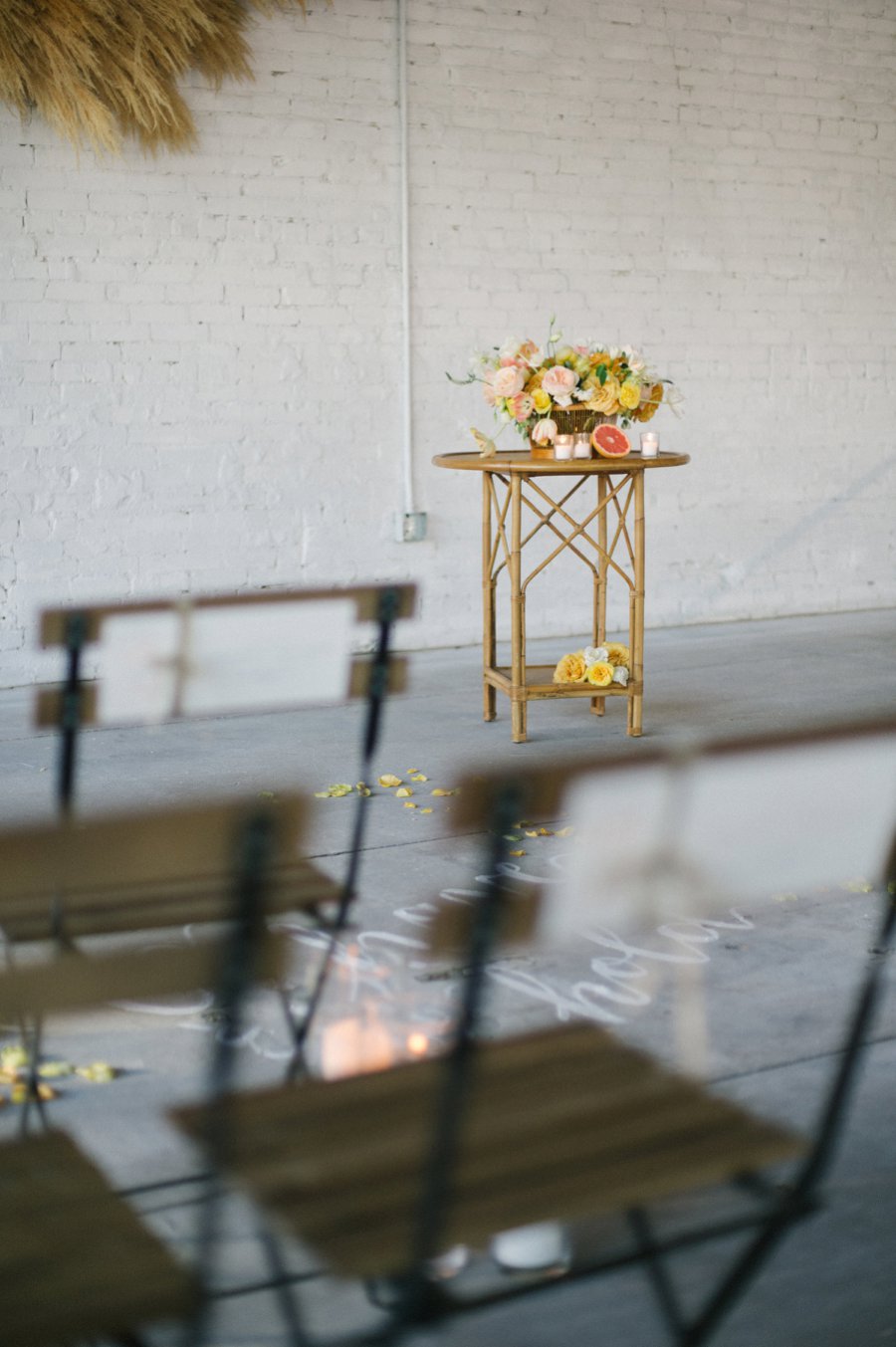 Romantic Peach & Yellow Industrial Wedding Ideas via TheELD.com