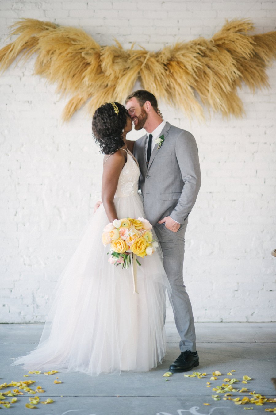 Romantic Peach & Yellow Industrial Wedding Ideas via TheELD.com