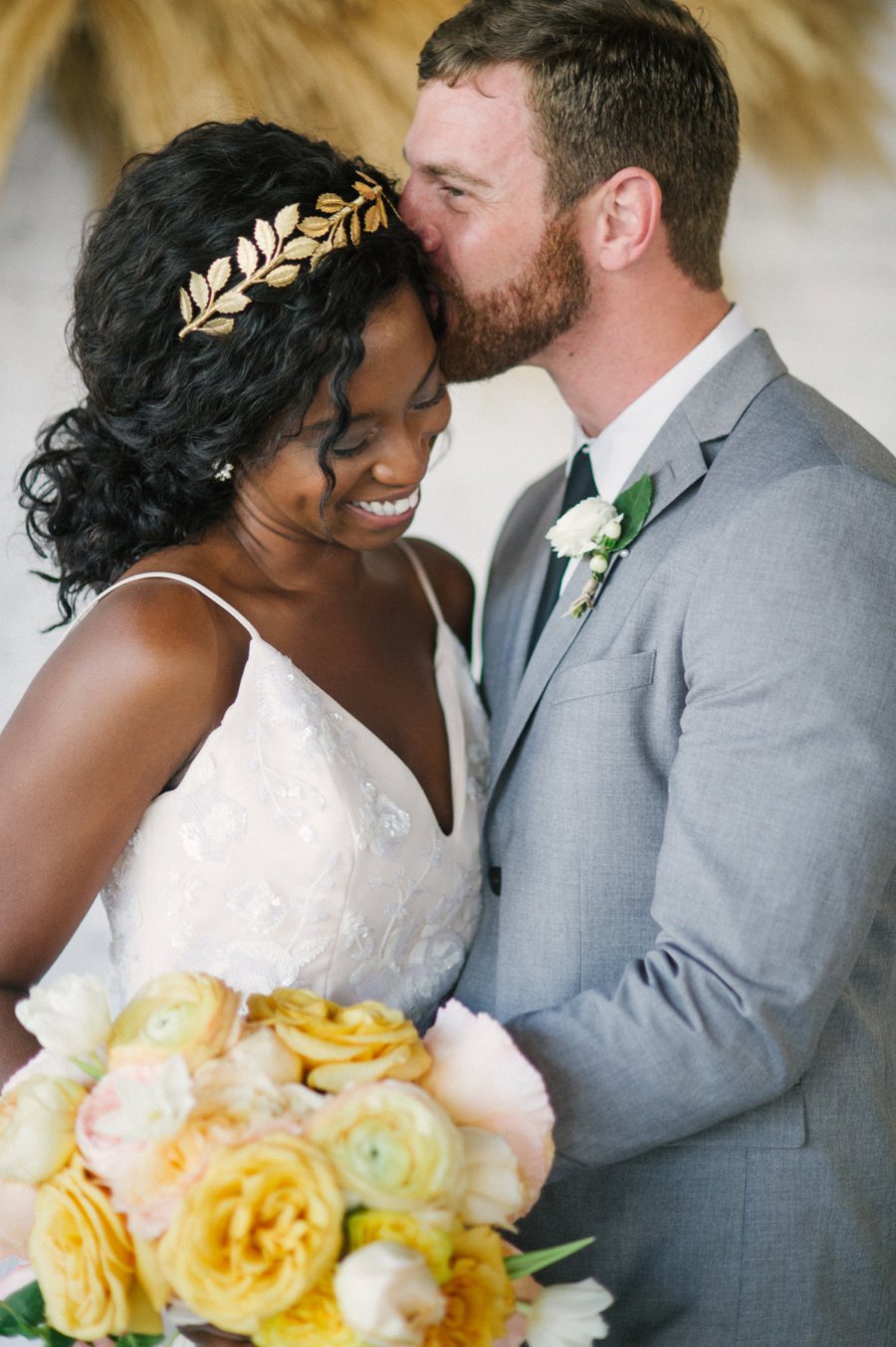 Romantic Peach & Yellow Industrial Wedding Ideas via TheELD.com