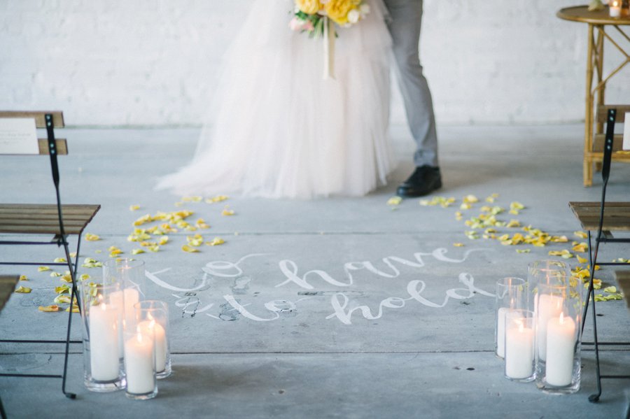 Romantic Peach & Yellow Industrial Wedding Ideas via TheELD.com