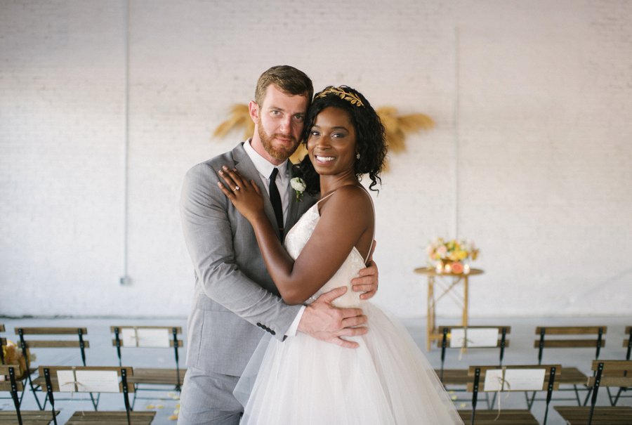 Romantic Peach & Yellow Industrial Wedding Ideas via TheELD.com