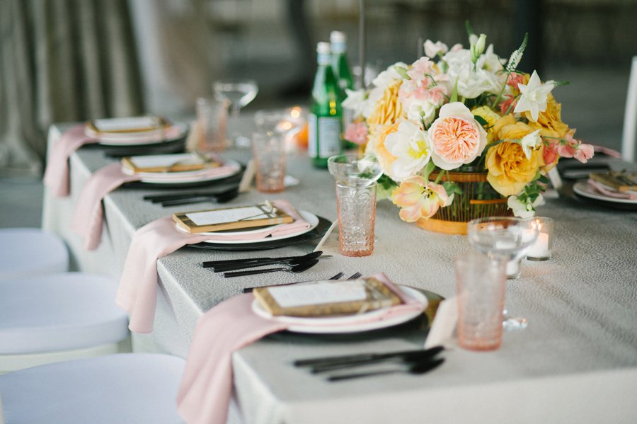 Romantic Peach & Yellow Industrial Wedding Ideas via TheELD.com