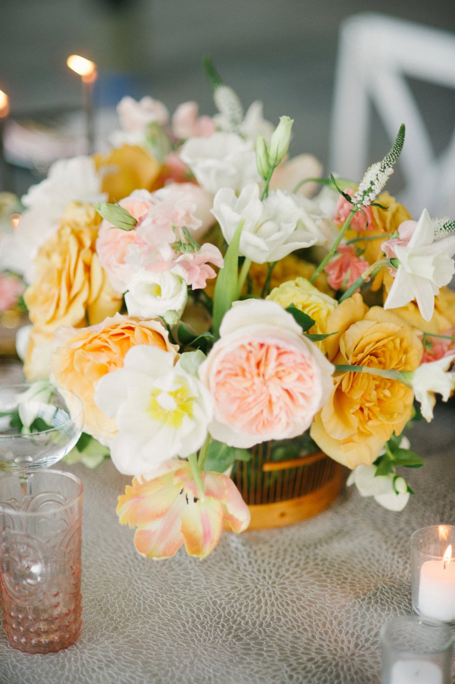 Romantic Peach & Yellow Industrial Wedding Ideas via TheELD.com