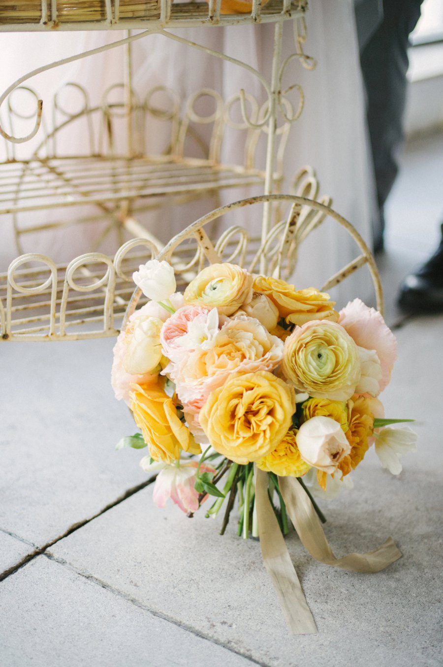 Romantic Peach & Yellow Industrial Wedding Ideas via TheELD.com