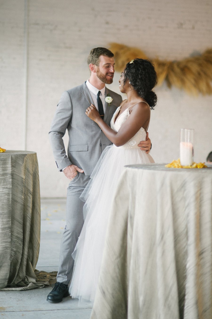 Romantic Peach & Yellow Industrial Wedding Ideas via TheELD.com