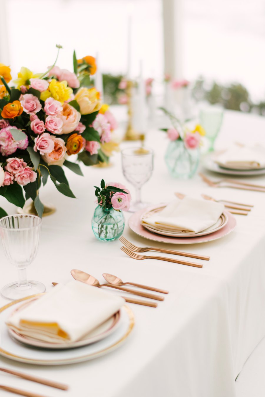 Colorful Pink & Yellow Summer Wedding Ideas via TheELD.com