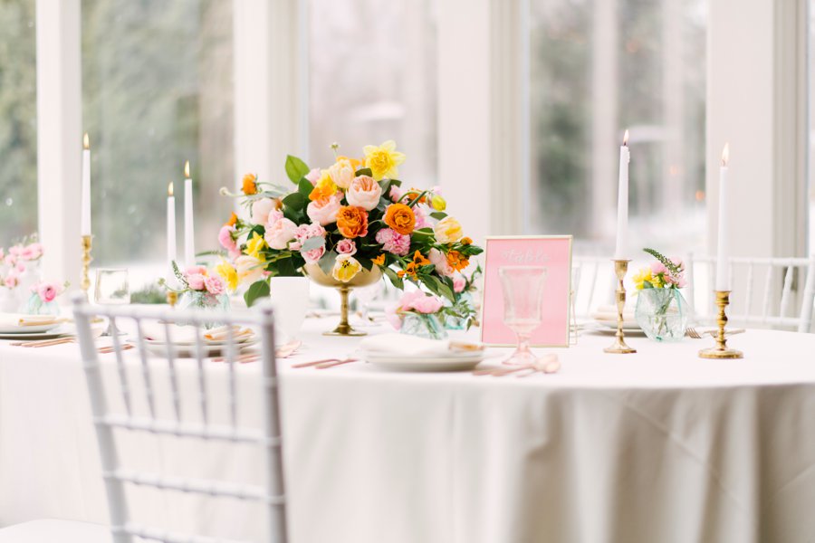 Colorful Pink & Yellow Summer Wedding Ideas via TheELD.com