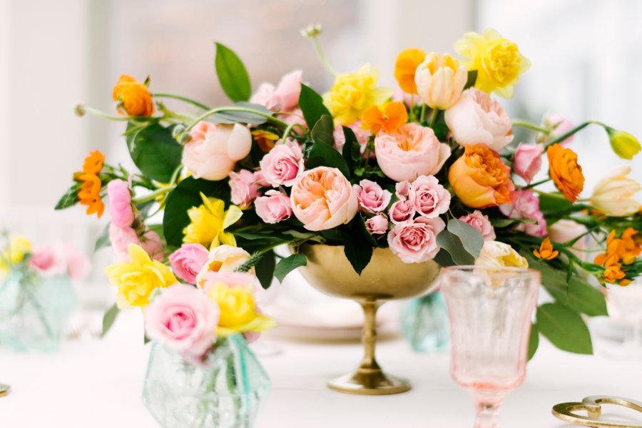 Colorful Pink & Yellow Summer Wedding Ideas via TheELD.com