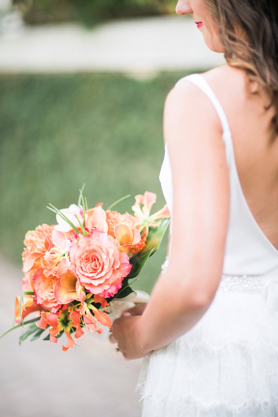 A Tropical Orange & Green Florida Destination Wedding via TheELD.com