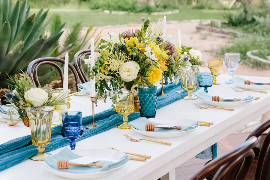 teal and yellow rustic wedding