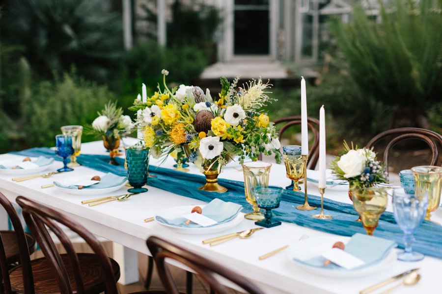 teal and yellow rustic wedding