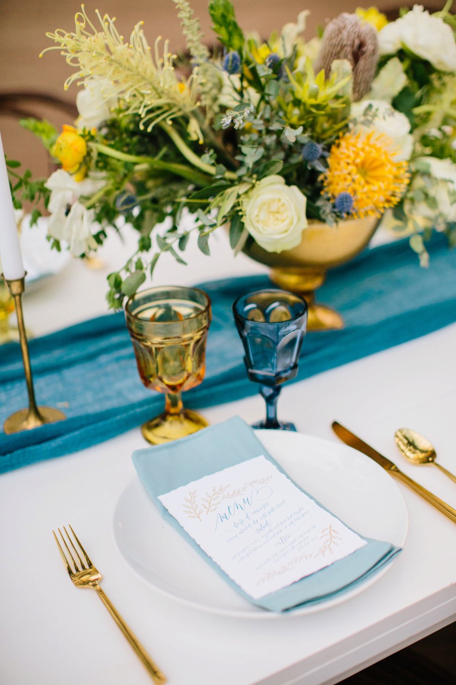 Eclectic Desert Inspired Yellow & Teal Wedding Ideas via TheELD.com