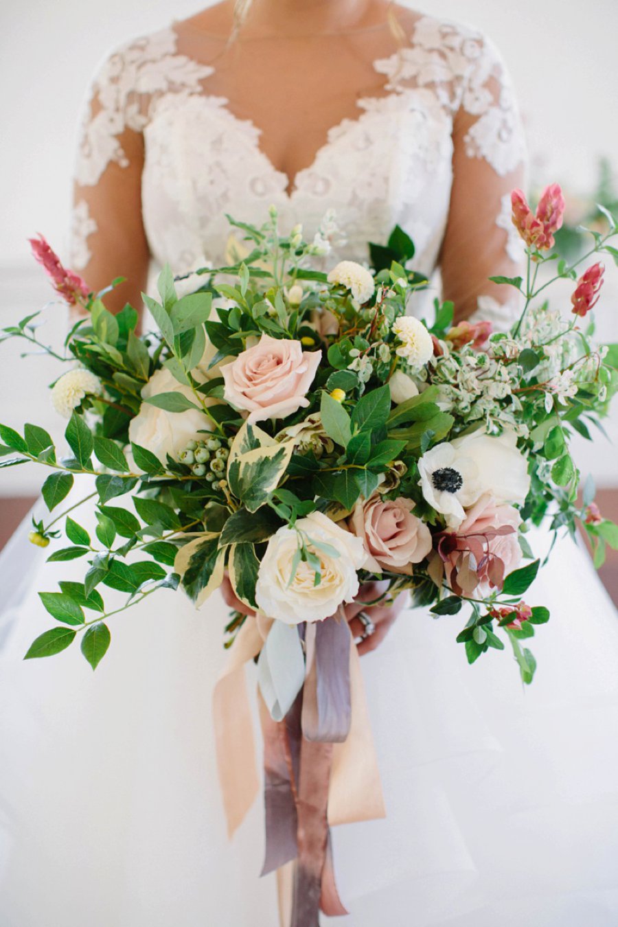 Elegant Floral Blue & Peach Wedding Ideas via TheELD.com