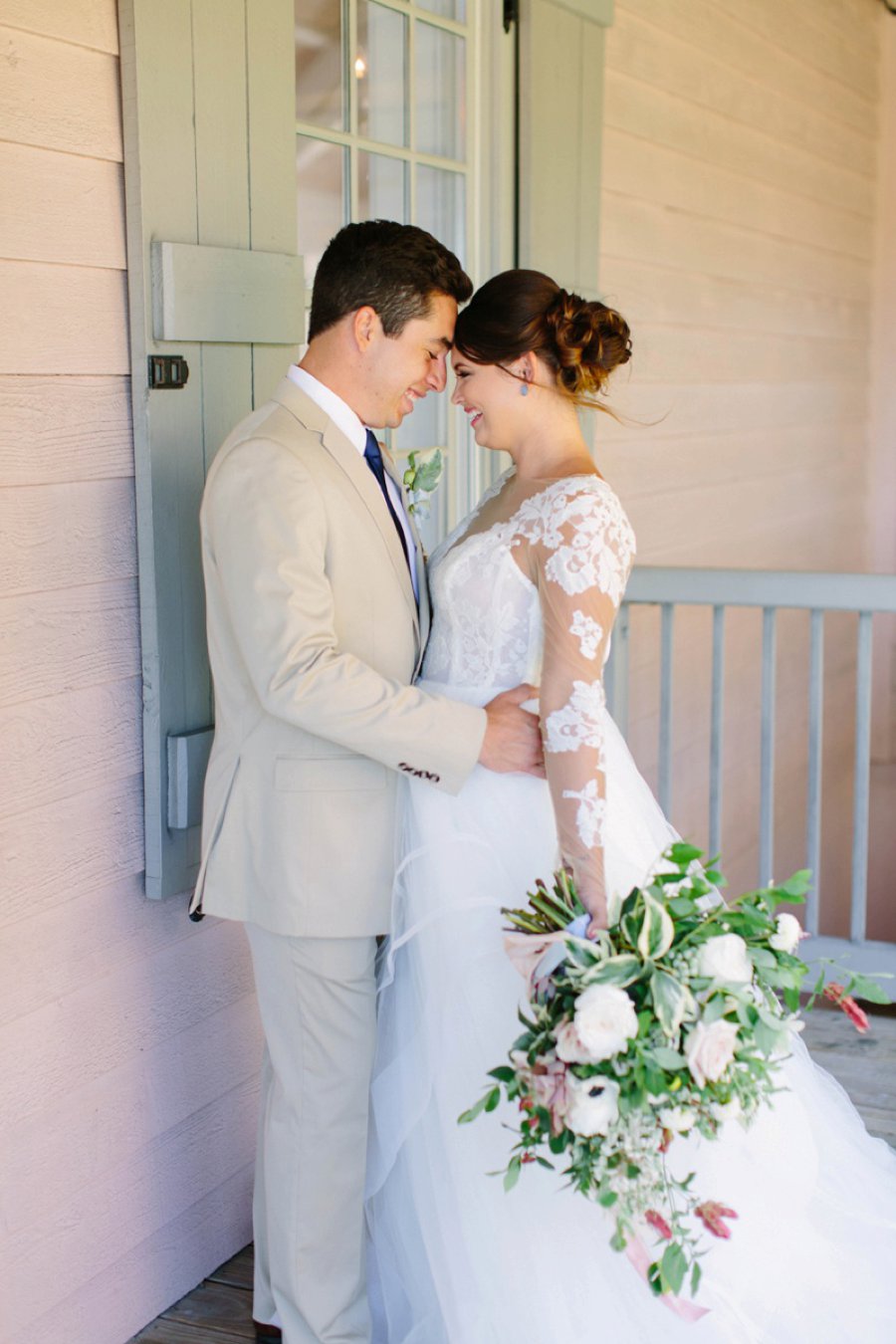 Elegant Floral Blue & Peach Wedding Ideas via TheELD.com