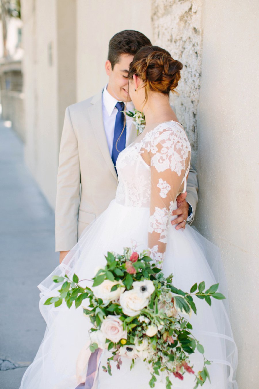 Elegant Floral Blue & Peach Wedding Ideas via TheELD.com