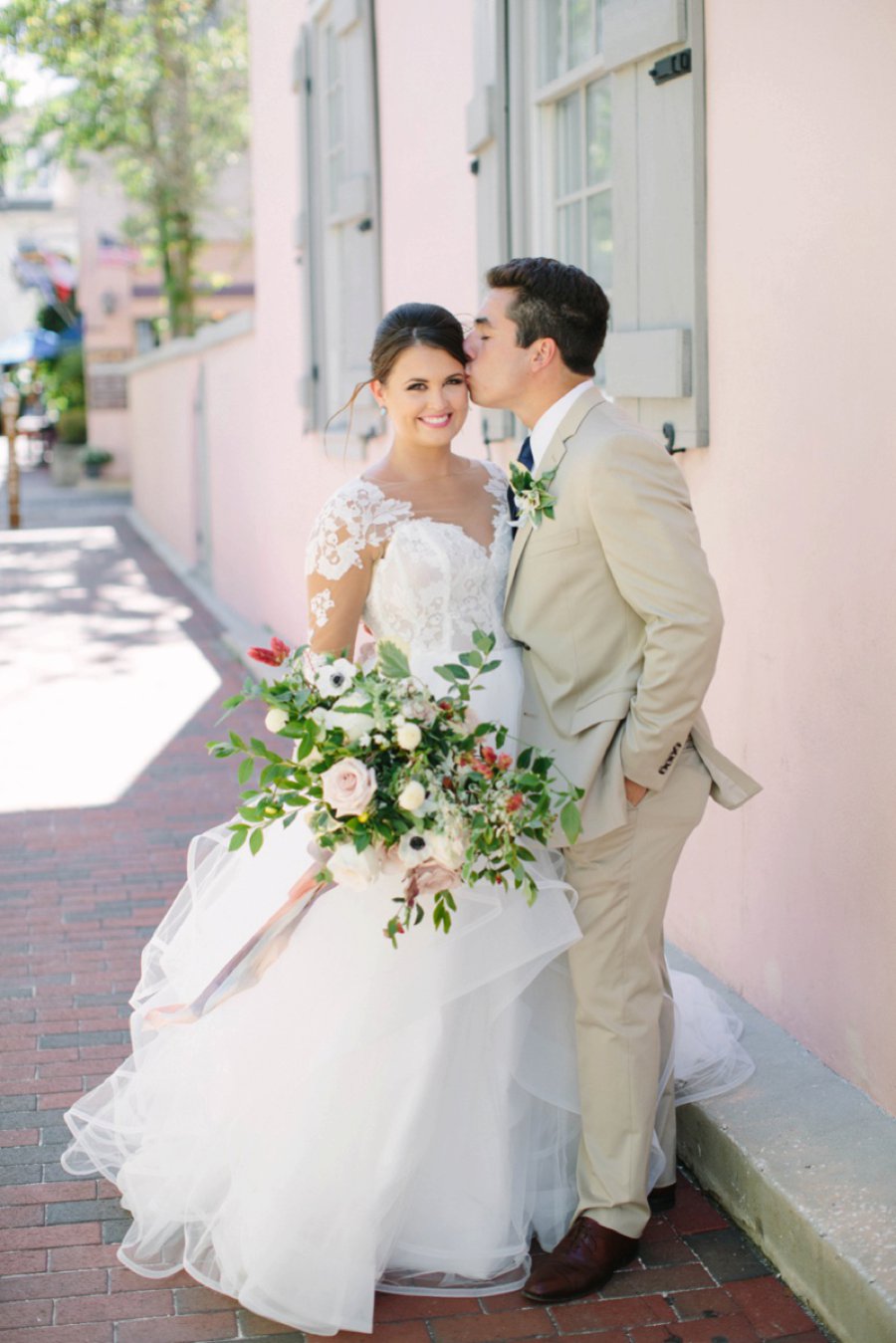 Elegant Floral Blue & Peach Wedding Ideas via TheELD.com