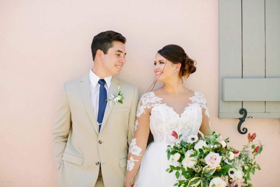 Elegant Floral Blue & Peach Wedding Ideas via TheELD.com