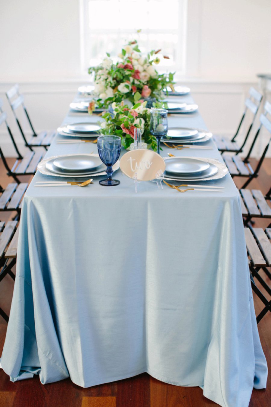 Elegant Floral Blue & Peach Wedding Ideas via TheELD.com