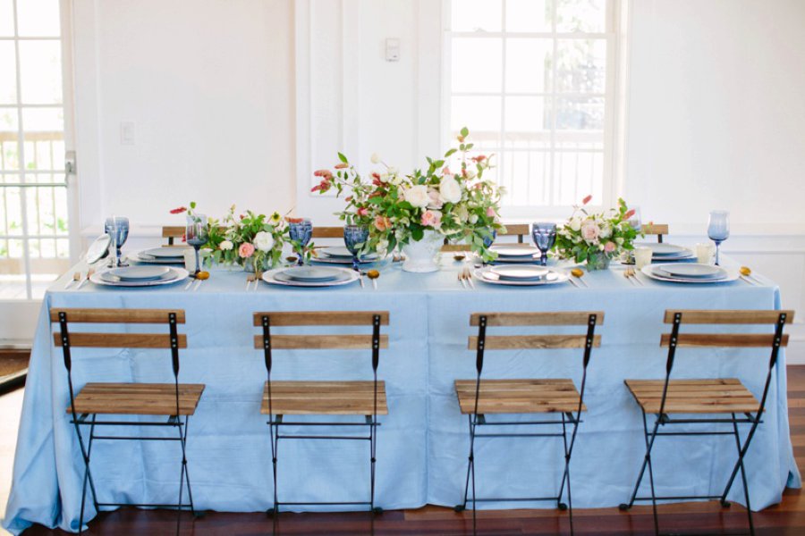 Elegant Floral Blue & Peach Wedding Ideas via TheELD.com