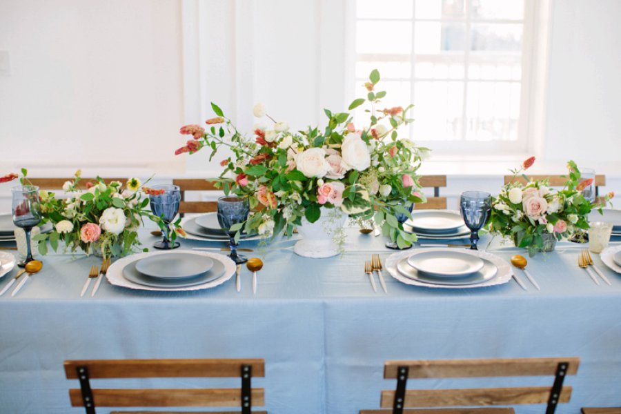 Elegant Floral Blue & Peach Wedding Ideas via TheELD.com