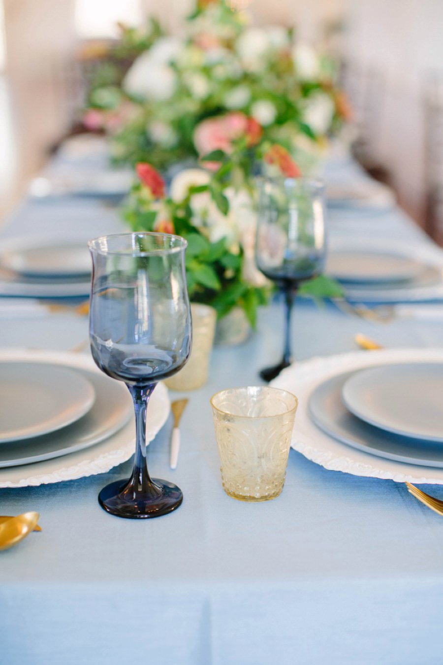 Elegant Floral Blue & Peach Wedding Ideas via TheELD.com