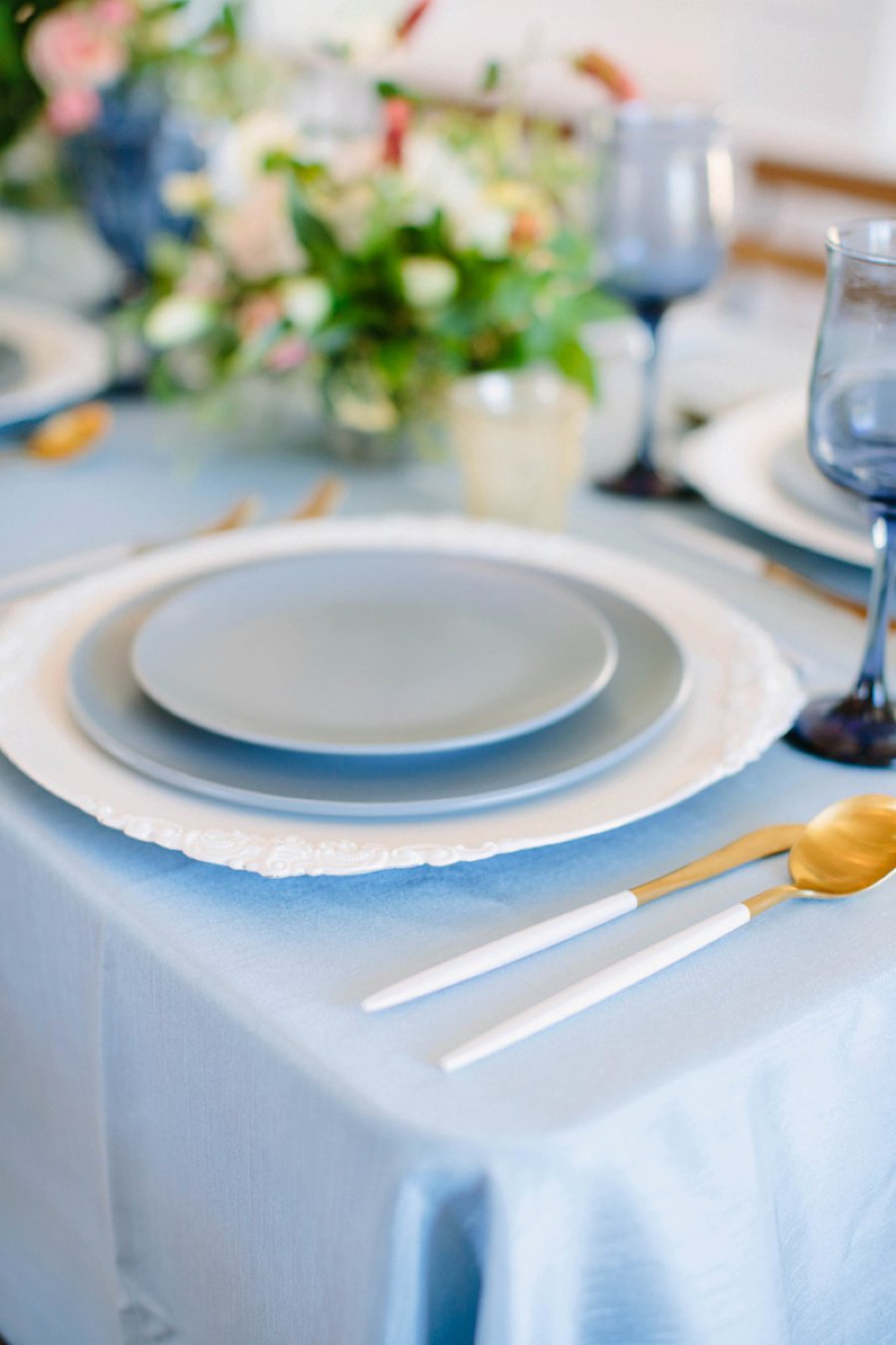 Elegant Floral Blue & Peach Wedding Ideas via TheELD.com