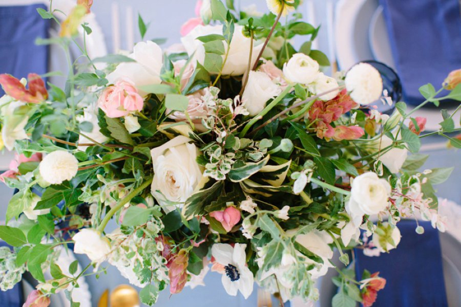 Elegant Floral Blue & Peach Wedding Ideas via TheELD.com