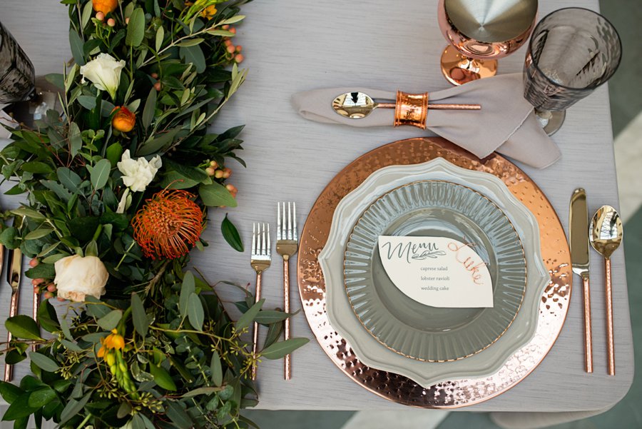 Modern Elegant Grey & Copper Wedding Ideas via TheELD.com