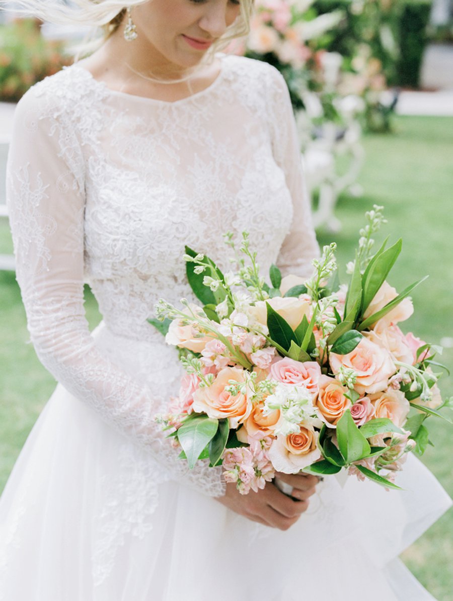 Romantic Peach and Coral Wedding Ideas via TheELD.com