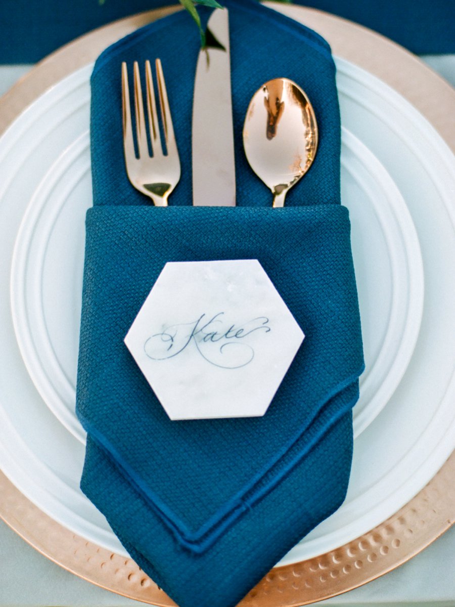 Navy, Copper, & Marble Modern Wedding Ideas via TheELD.com