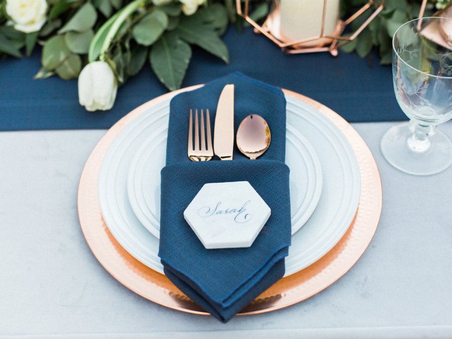 Navy, Copper, & Marble Modern Wedding Ideas via TheELD.com