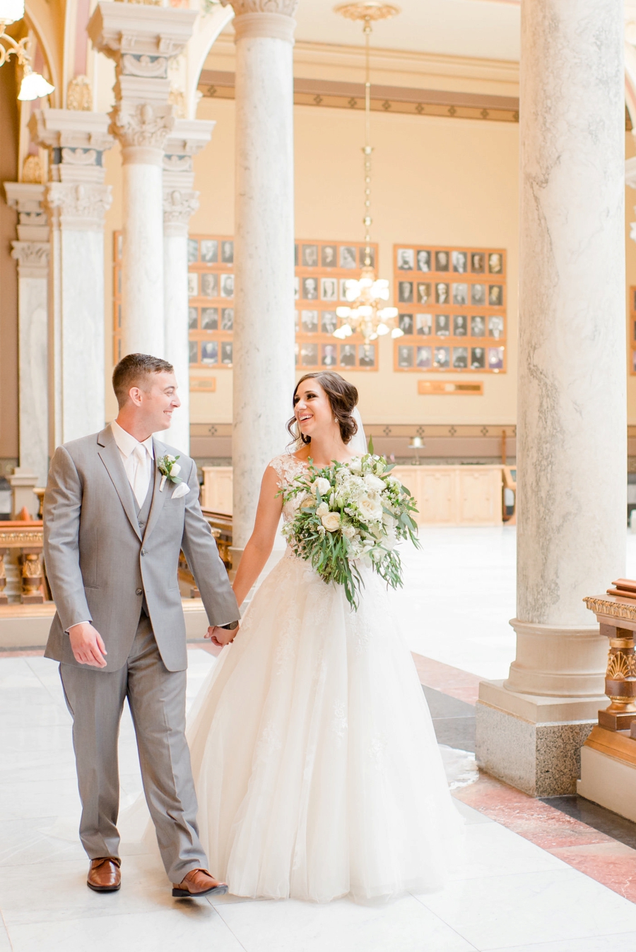 Elegant Green, Grey, & White Indiana Wedding via TheELD.com