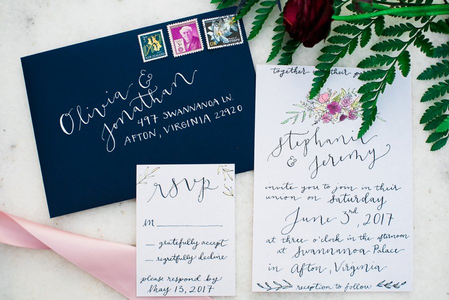 Elegant Navy & Plum Bohemian Wedding Ideas via TheELD.com