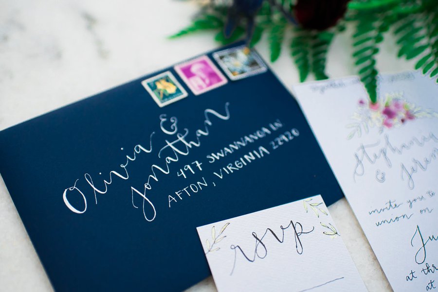 Elegant Navy & Plum Bohemian Wedding Ideas via TheELD.com