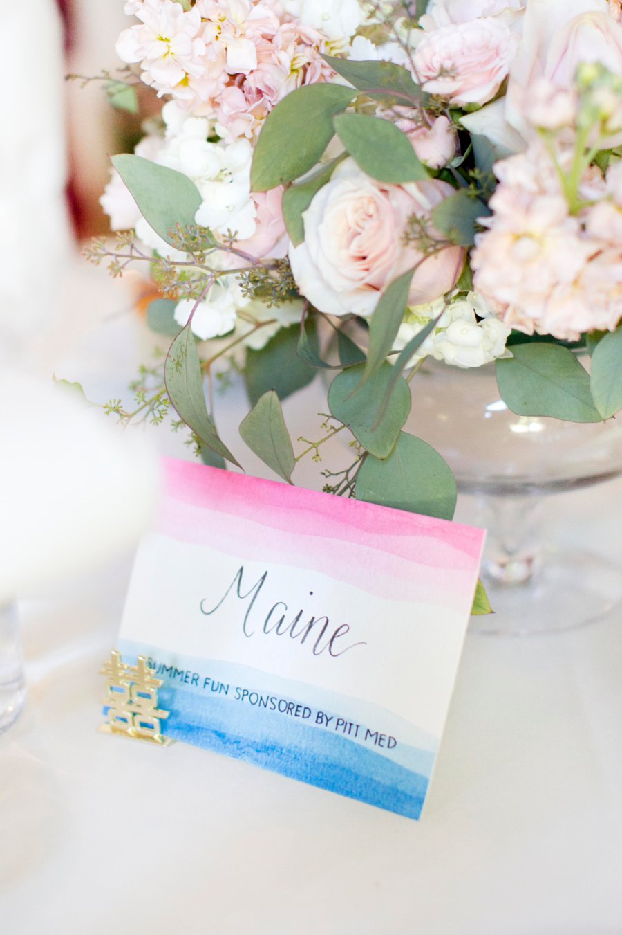 A Romantic Pink & Blue Watercolor California Wedding via TheELD.com