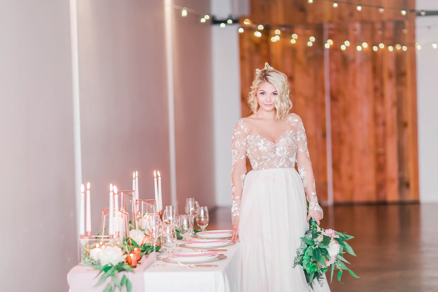 Copper, Blush & Green Modern Romantic Wedding Ideas via TheELD.com