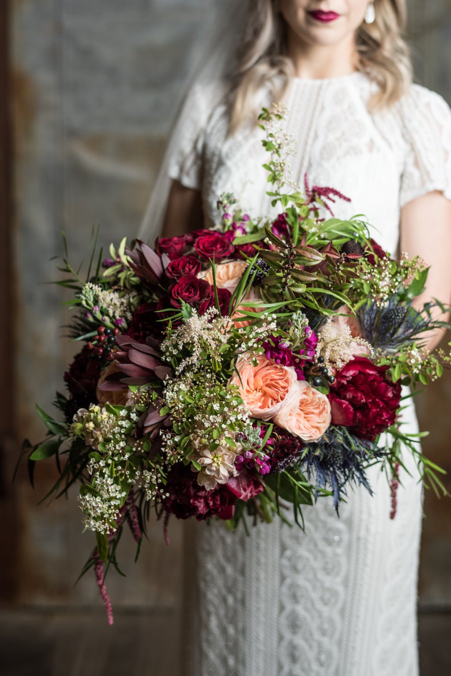 Moody Burgundy & Black Industrial Wedding Ideas via TheELD.com