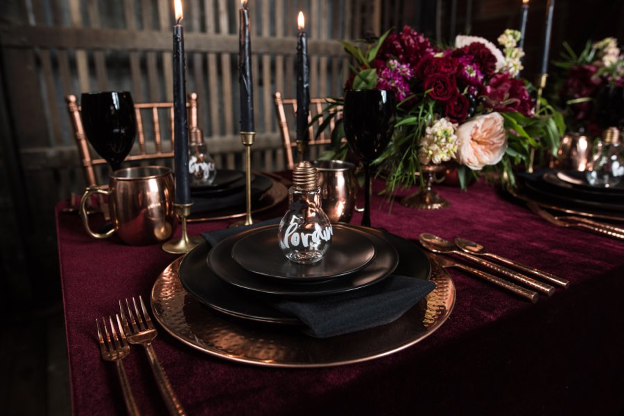 Black and 2025 burgundy wedding ideas