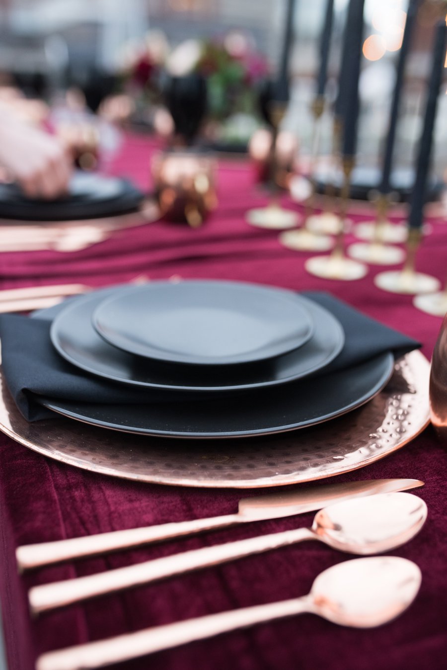 Moody Burgundy & Black Industrial Wedding Ideas via TheELD.com