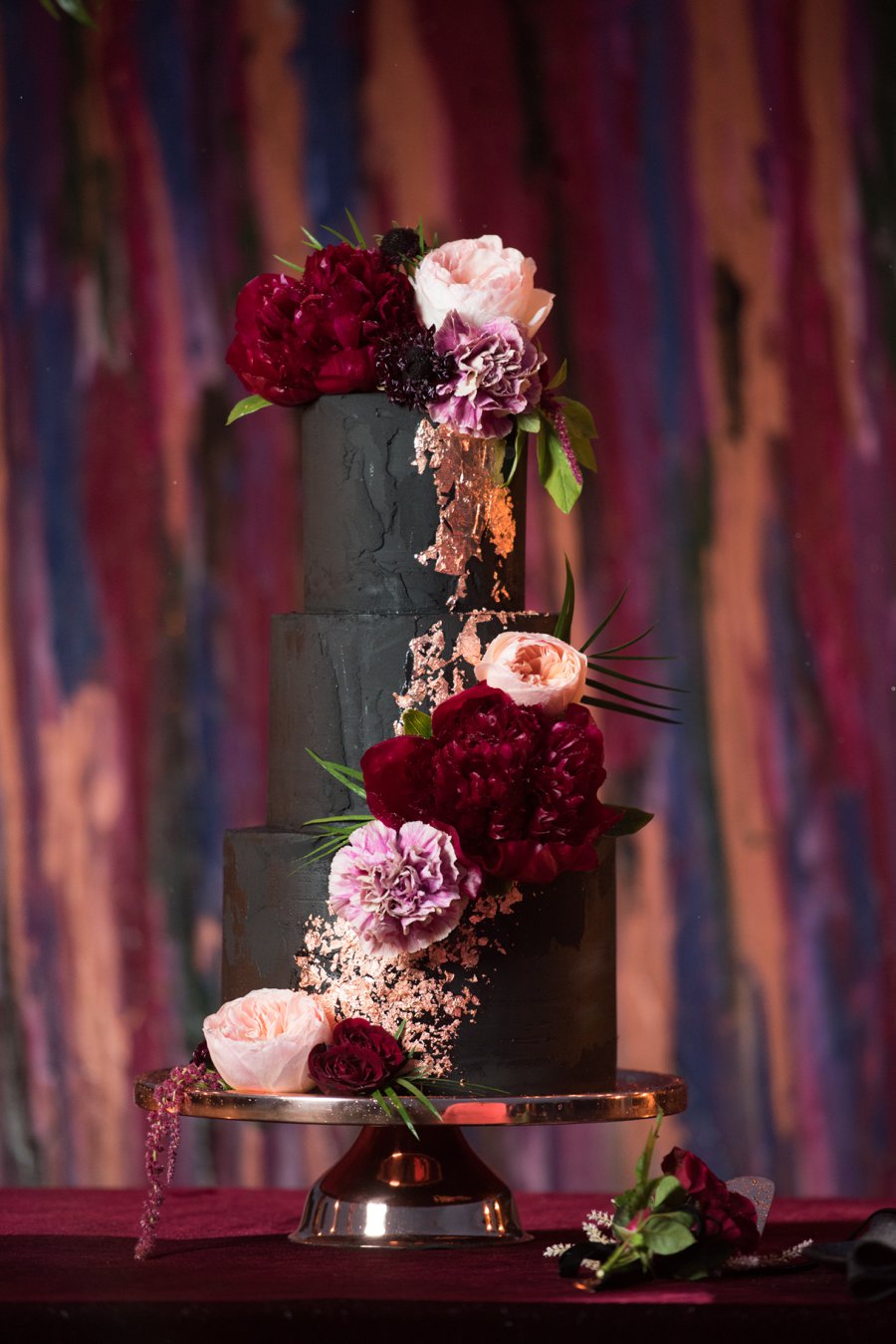 Moody Burgundy & Black Industrial Wedding Ideas via TheELD.com