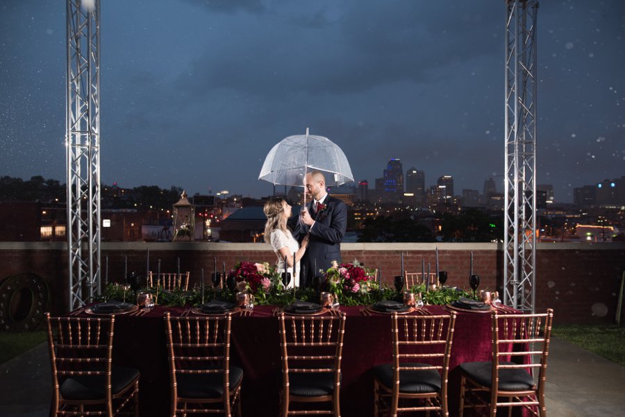 Moody Burgundy & Black Industrial Wedding Ideas via TheELD.com