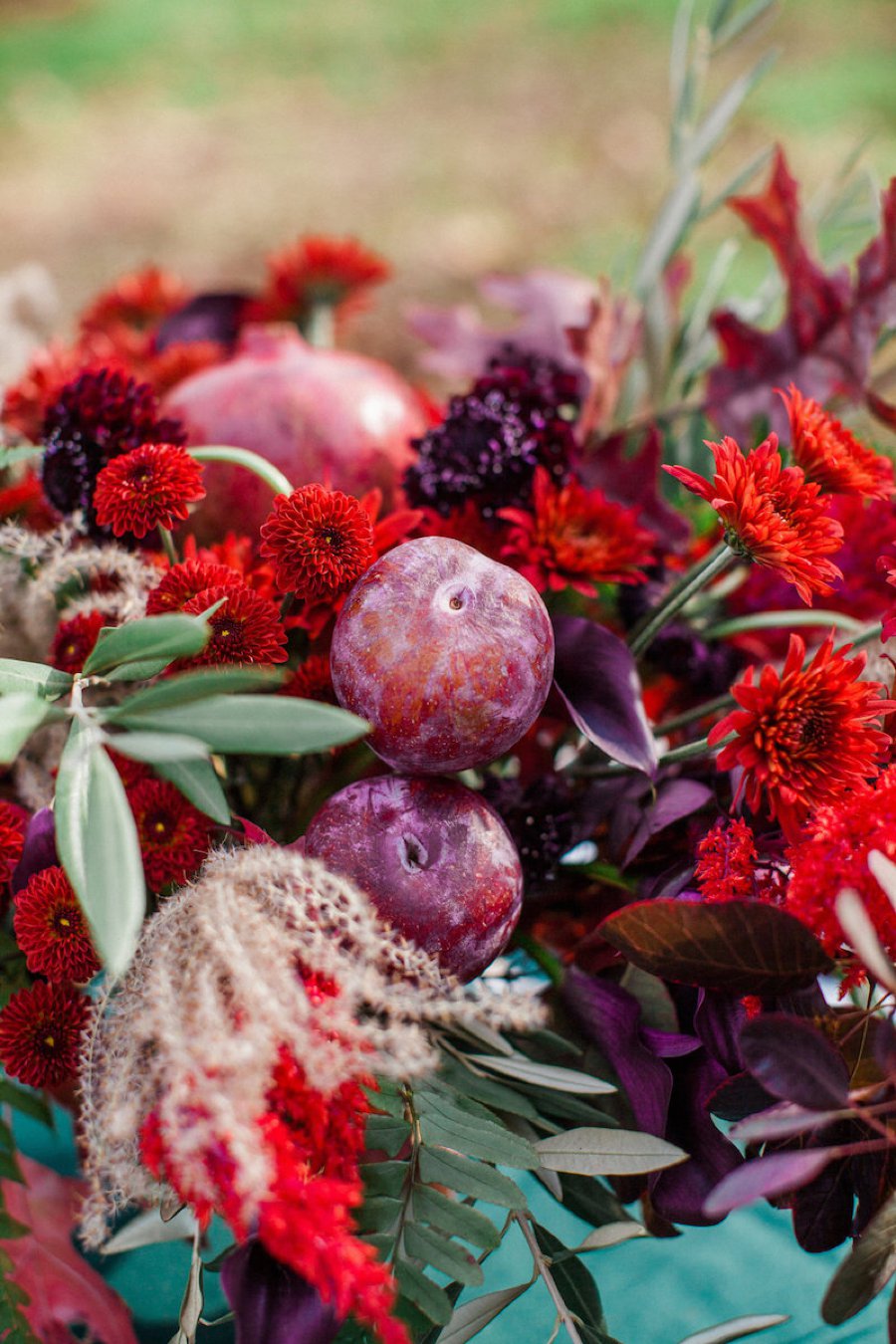 Red & Teal Whimsical Fall Wedding Ideas via TheELD.com