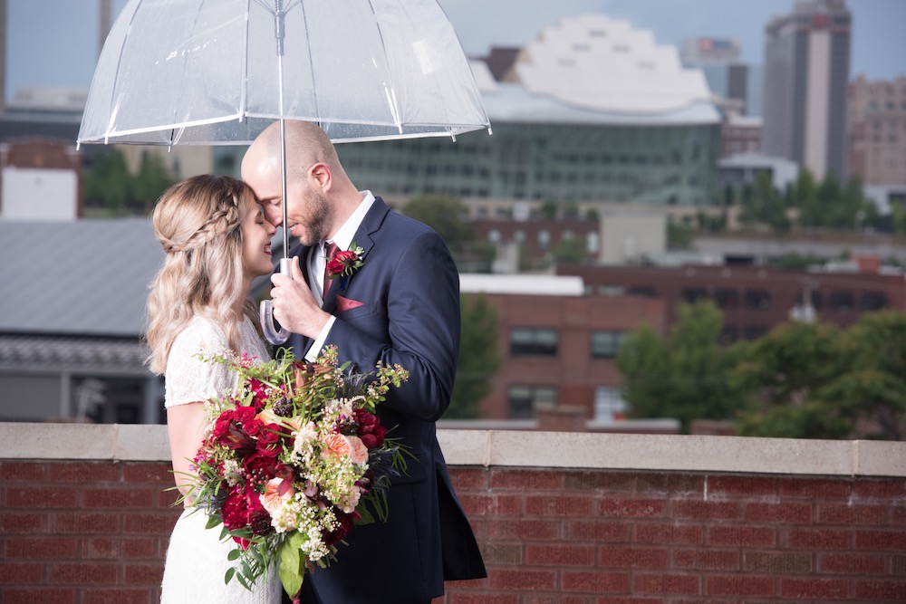 Moody Burgundy & Black Industrial Wedding Ideas via TheELD.com