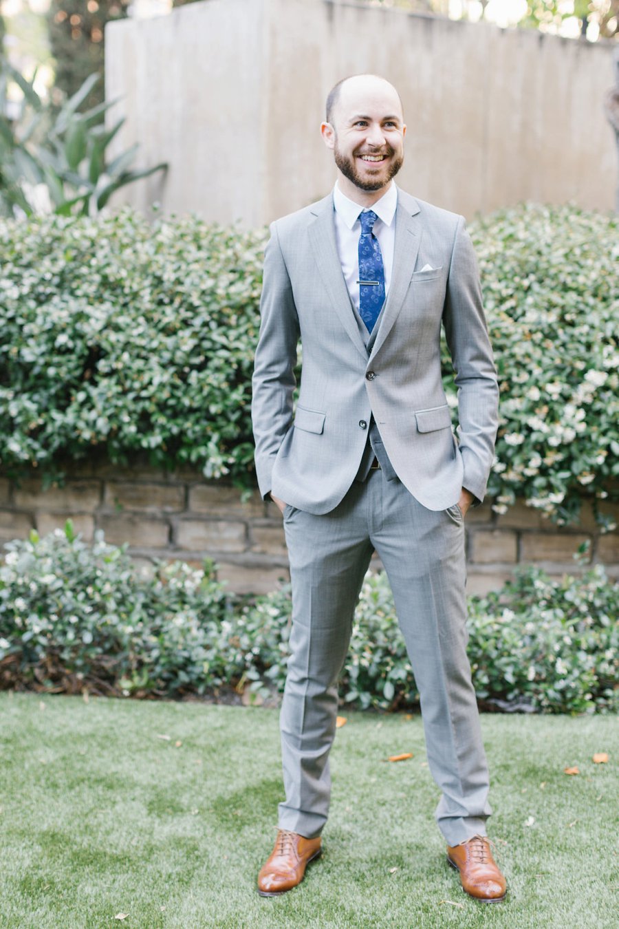 An Industrial Soft Blue & White Los Angeles Wedding via TheELD.com