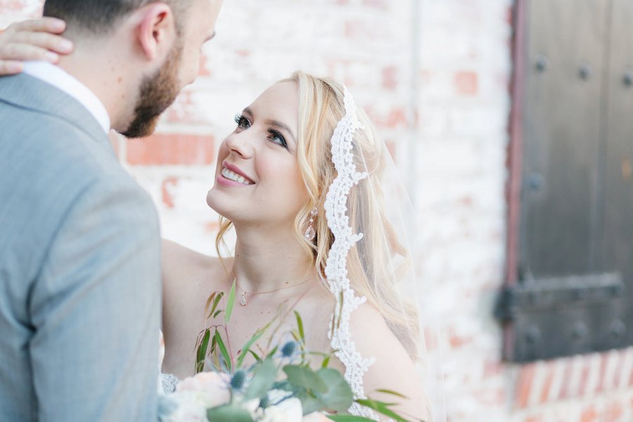 An Industrial Soft Blue & White Los Angeles Wedding via TheELD.com