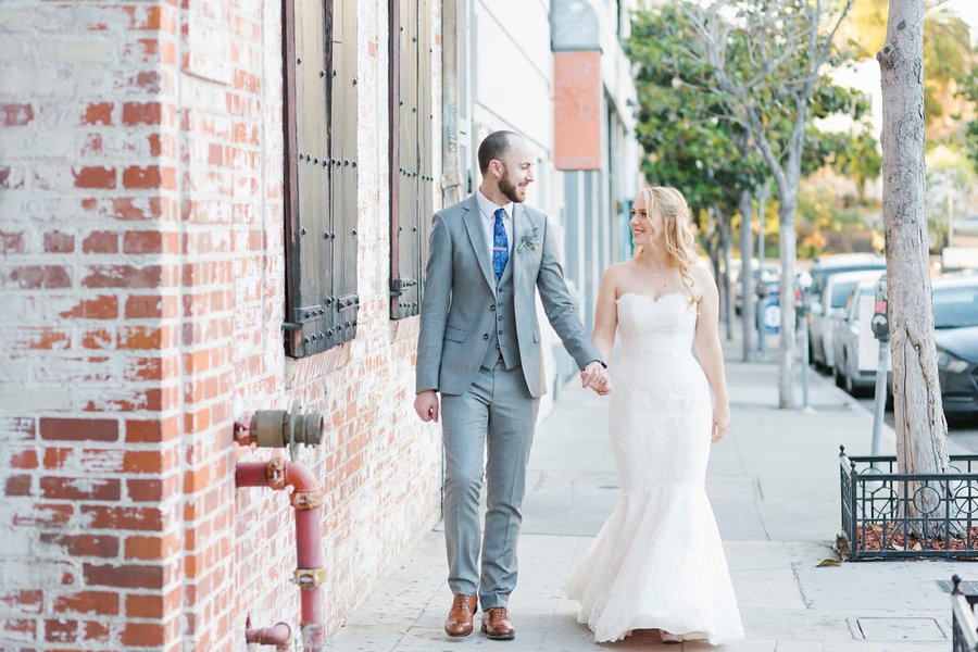 An Industrial Soft Blue & White Los Angeles Wedding via TheELD.com