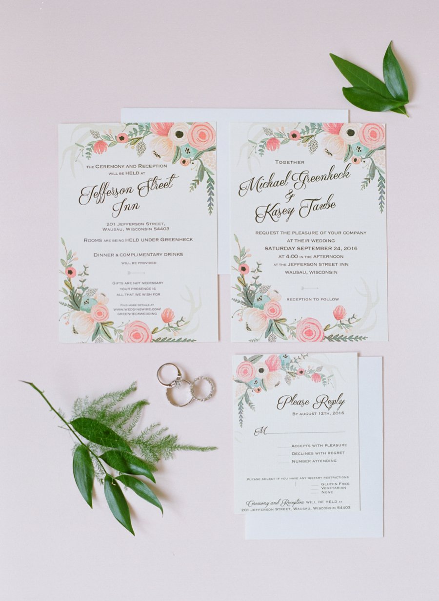 A Peach & Green Boho Ballroom Wedding via TheELD.com