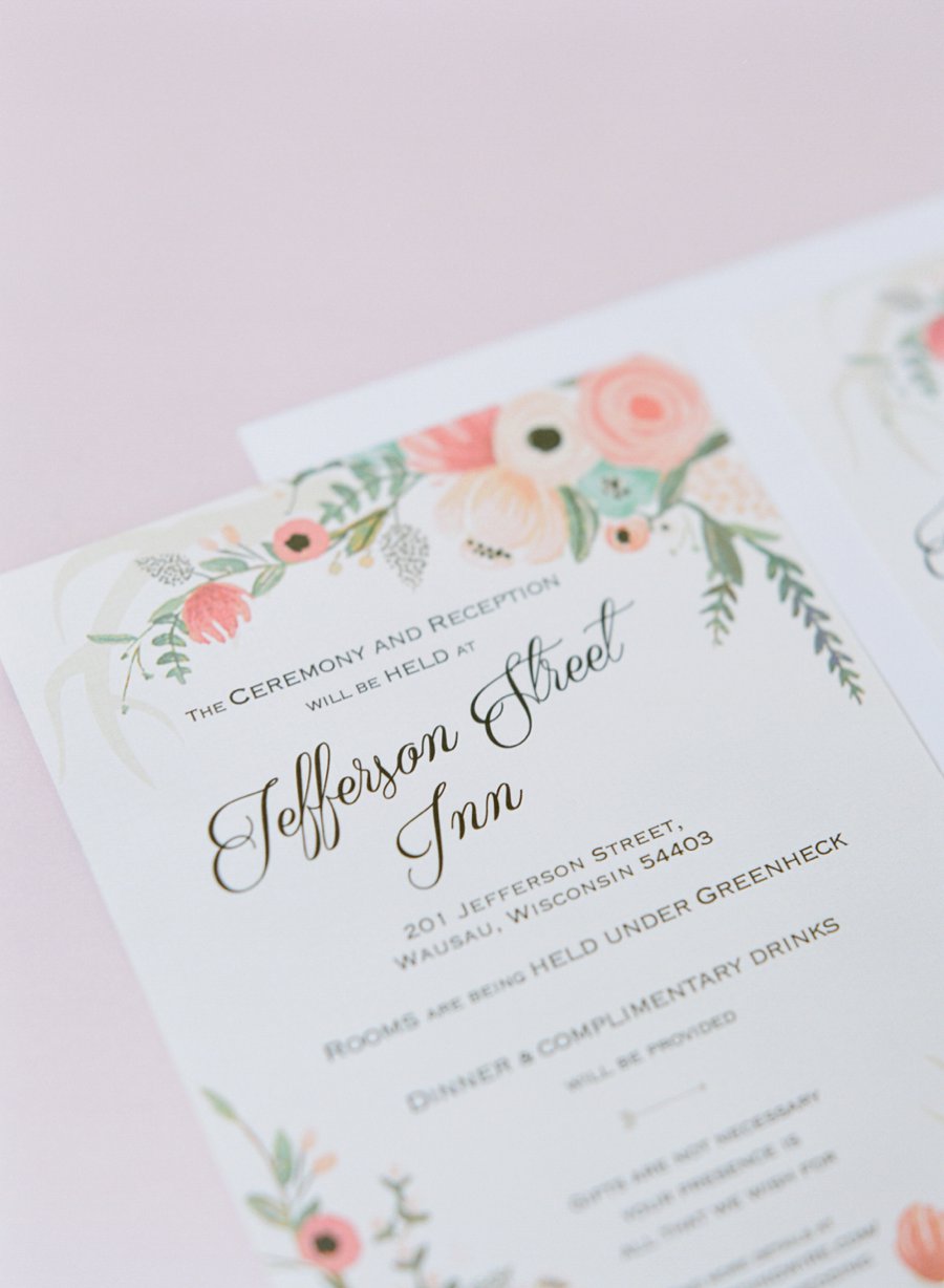 A Peach & Green Boho Ballroom Wedding via TheELD.com